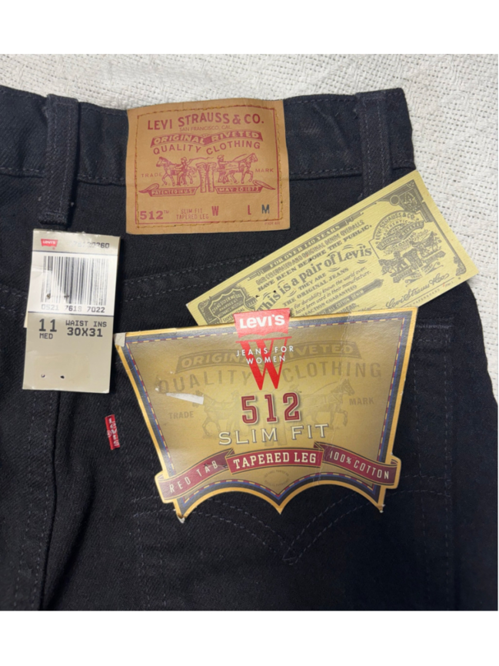Vintage Levi's 512 90s USA NWT Black Slim Fit Tapered Leg Jeans SZ 11 Mom Jean
